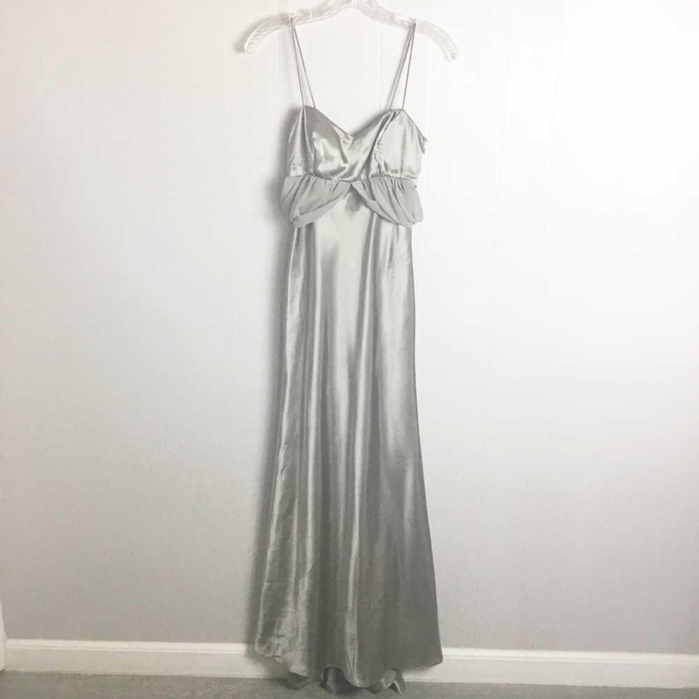 Betsy & Adam By Linda Bernell Tan Light Brown Bridesmaids Dress Long 4P Satin